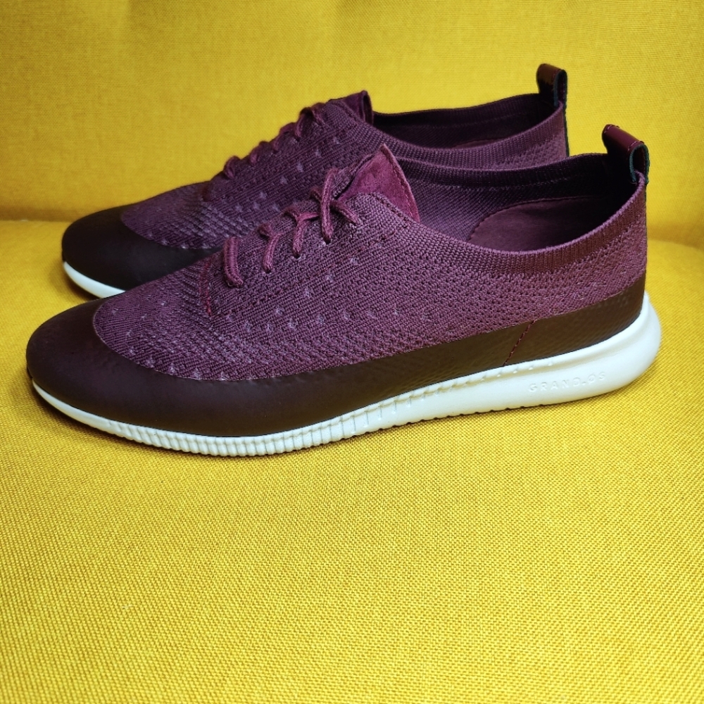 Cole Haan Zero Grand Women's Knit Stitchlite Wingtip Purple Oxfords Shoe Sz 8.5B